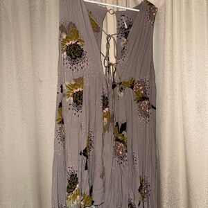 Floral Sleeveless Dress with Lace-Up Back